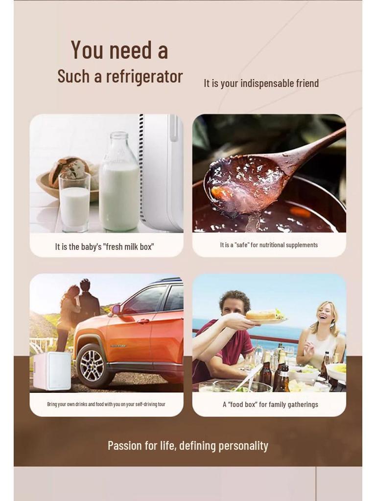 4L Mini Car Fridge with Mirror and Light Strip – Ideal for Makeup, Skincare, Drinks, Heating & Cooling