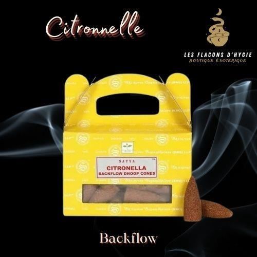 Encens - SATYA - Backflow Citronnella - Lot De 12 Bâtonnets - Matière Naturelle - Porcelaine/Céramique/Grès