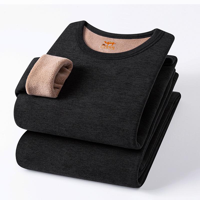 Camel Wool Fleece-Lined Underwear Set: Thick, Warm Base Layer for Women - Ideal for Autumn and Winter.