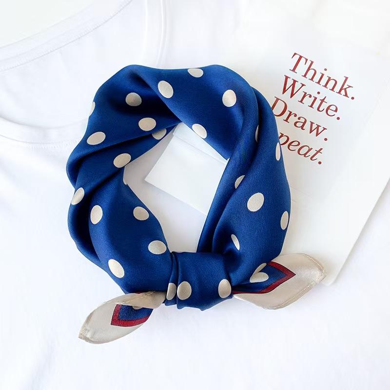 100% Pure Silk Scarf Women Neck Hair Band Foulard Square Small Headband  Fashion Print Neckerchief Scarves Bandana 53*53cm