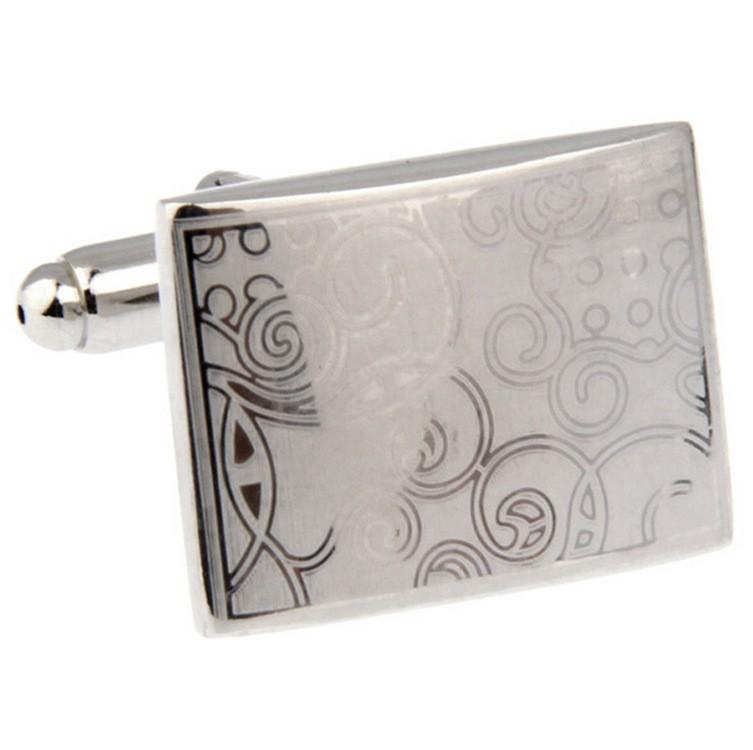 Electroplated Laser Pattern French Cufflinks: High-Quality Retro Engraved Fashion Studs