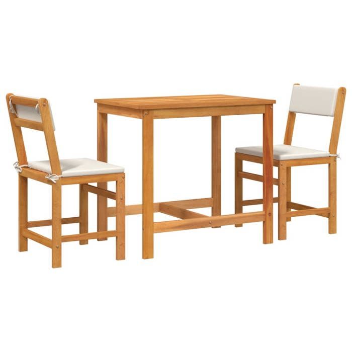 VidaXL Ensemble de balcon avec coussins 3 pcs bois massif d'acacia, ensemble de meubles de jardin, ensemble de meubles de 365855