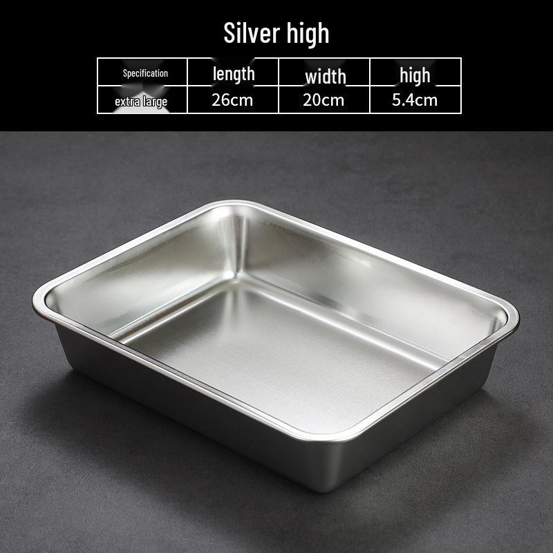 Korean Style Stainless Steel Square Golden Tray: Barbecue, Dumplings, Fast Food, Snacks, Hot Pot, Vegetables.