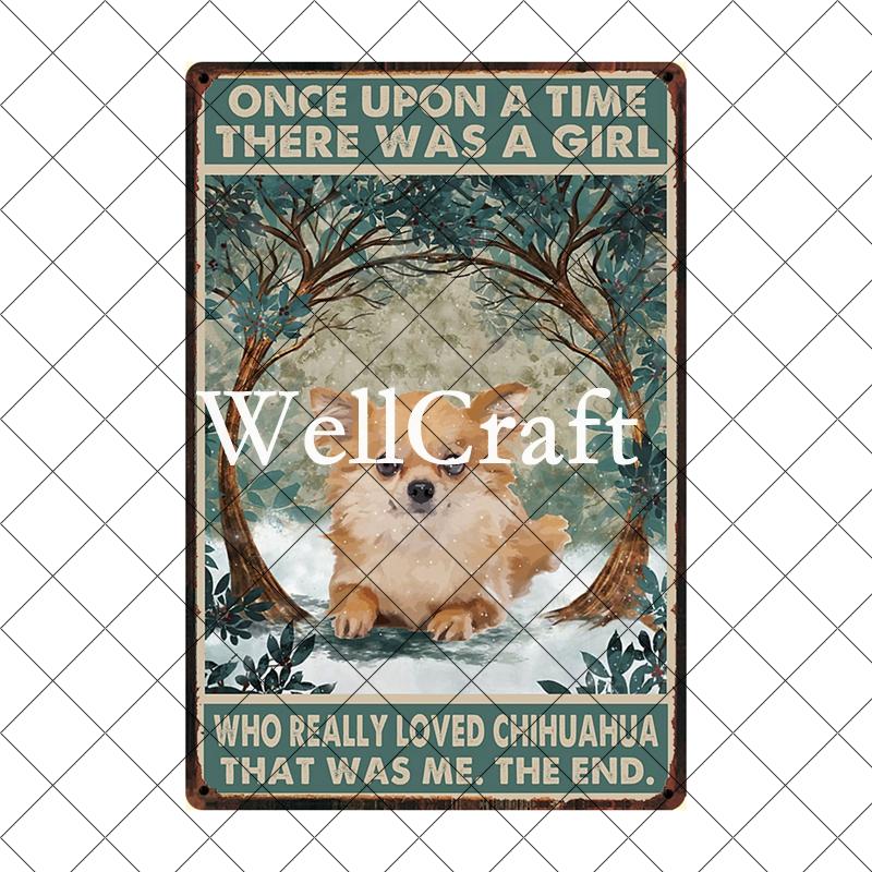 [ Wellcraft ] Chien Chihuahua Animal de Compagnie Sous la Douche Vin Bain Boutique Art Métal Étain Panneau Mur Poster Peinture Fer Pub D-04 20*30 CM