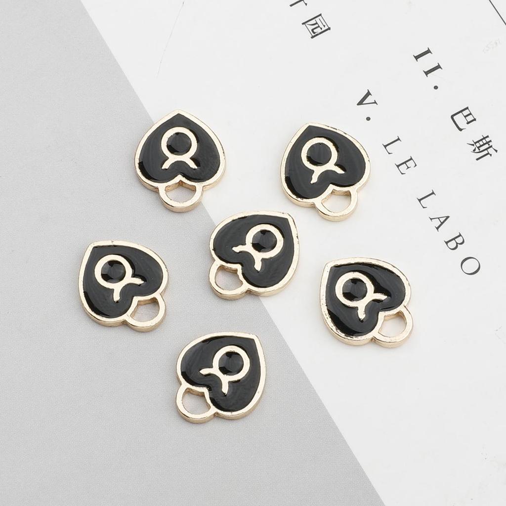 10/12Pcs 12*14mm 12 Constellations Love Heart Droping Oil Alloy Accessories For Jewelry Component Making DIY Necklace Bracelet Earring