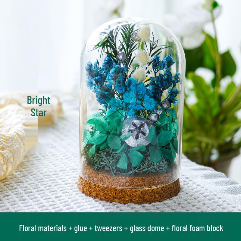 Preserved Flower Glass Dome DIY Kit for Handmade Decoration and Gifts