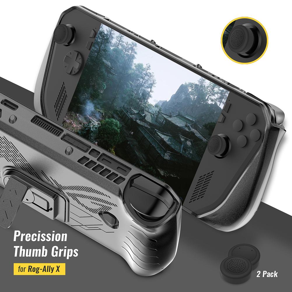 For Asus ROG Ally X TPU Protector Shell Sleeve W/ Thumb Stick Cap Tempered Glass Screen Protector with Stand Shell Sleeve Case