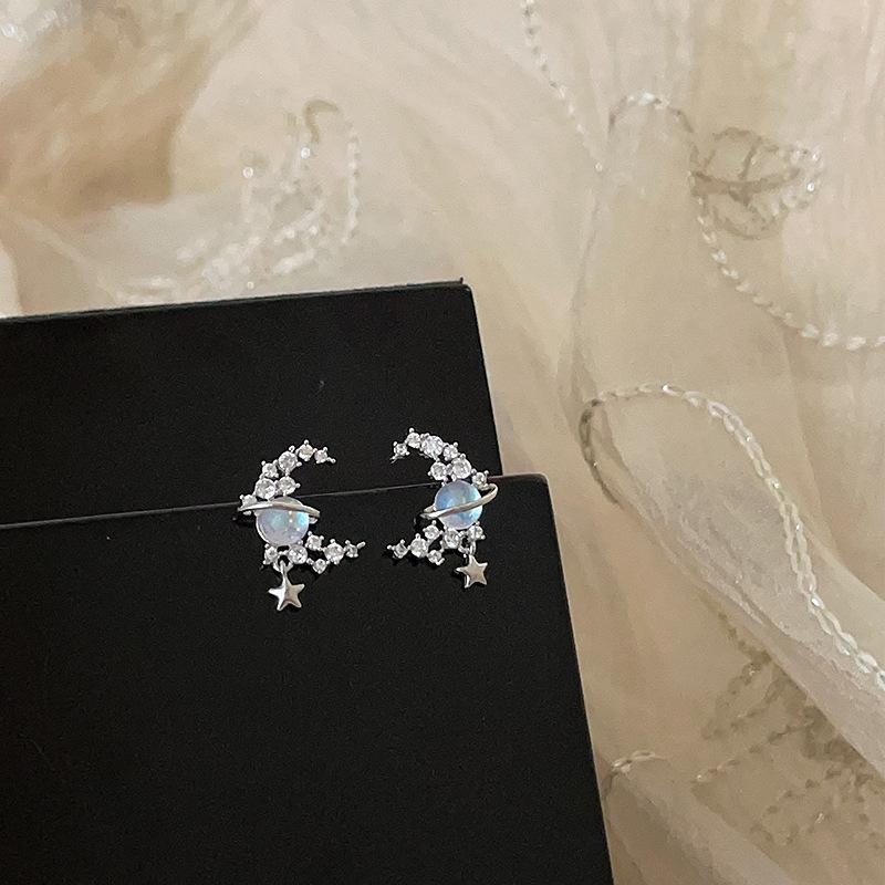 

Серьги-гвоздики Niche Design Sense Star Moon Zircon, женские, индивидуальные, уникальные, изысканные, элегантные, темпераментные, модные, универсальные серьги