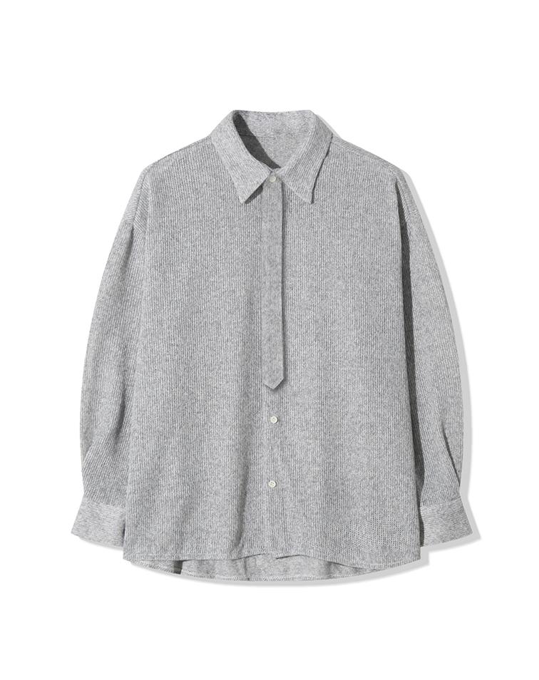 Mugeon Soft Wave Knit Tie Shirt _ Navy