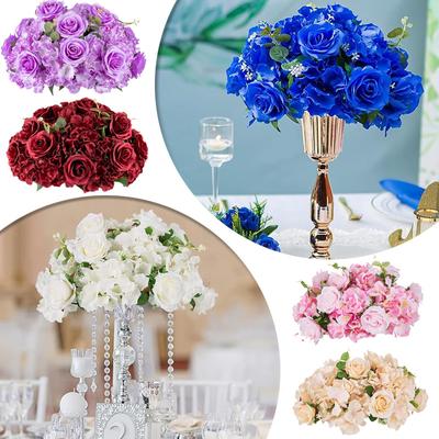 1Pc Rose Ball Beautiful Wedding Party Decor Roman Column Silk Flower Road Guide Decor Centerpiece Table Decorations