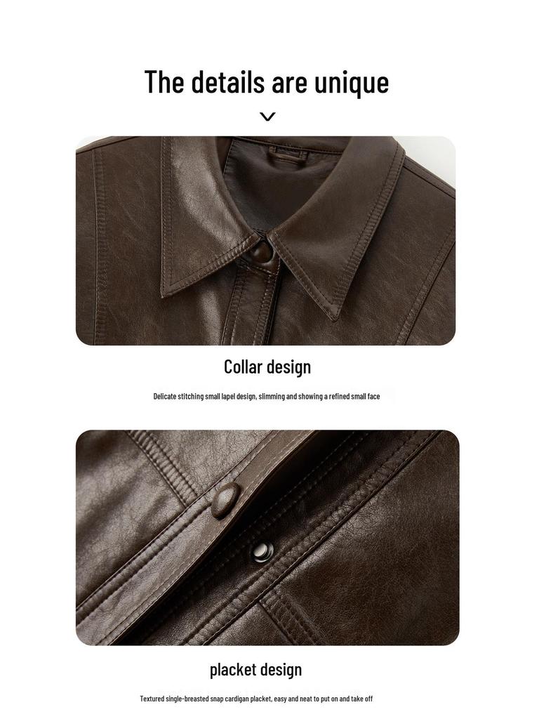 2025 Autumn/Winter Korean Style Genuine Sheepskin Jacket with Turn-Down Collar - Casual, Loose, and Versatile