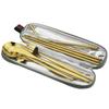 9pcs/Set Travel Cutlery Set Portable Gold Dinnerware Set Stainless Steel Tableware Set With Metal Straw Brush Chopsticks Bag