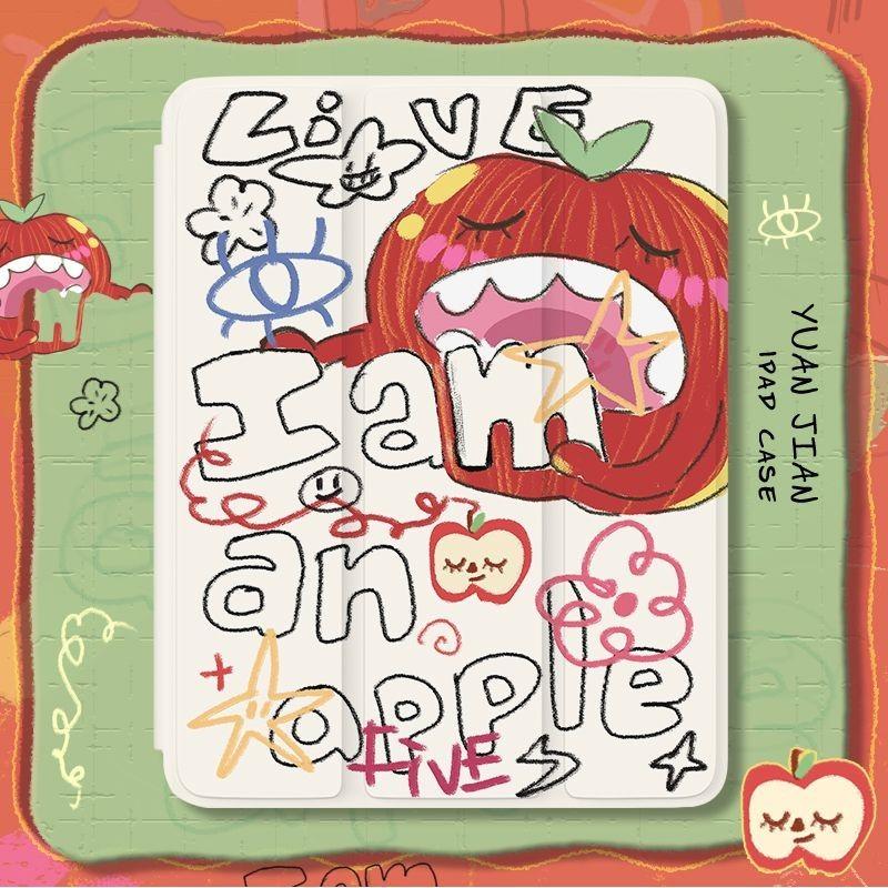 Hochwertige kreative Apple Doodle Muster iPad Smart Case für iPad Air6 11 13 Air4 Air5 10.9 2021 9. 8. 7. 10.2 mit Bleistifthalter