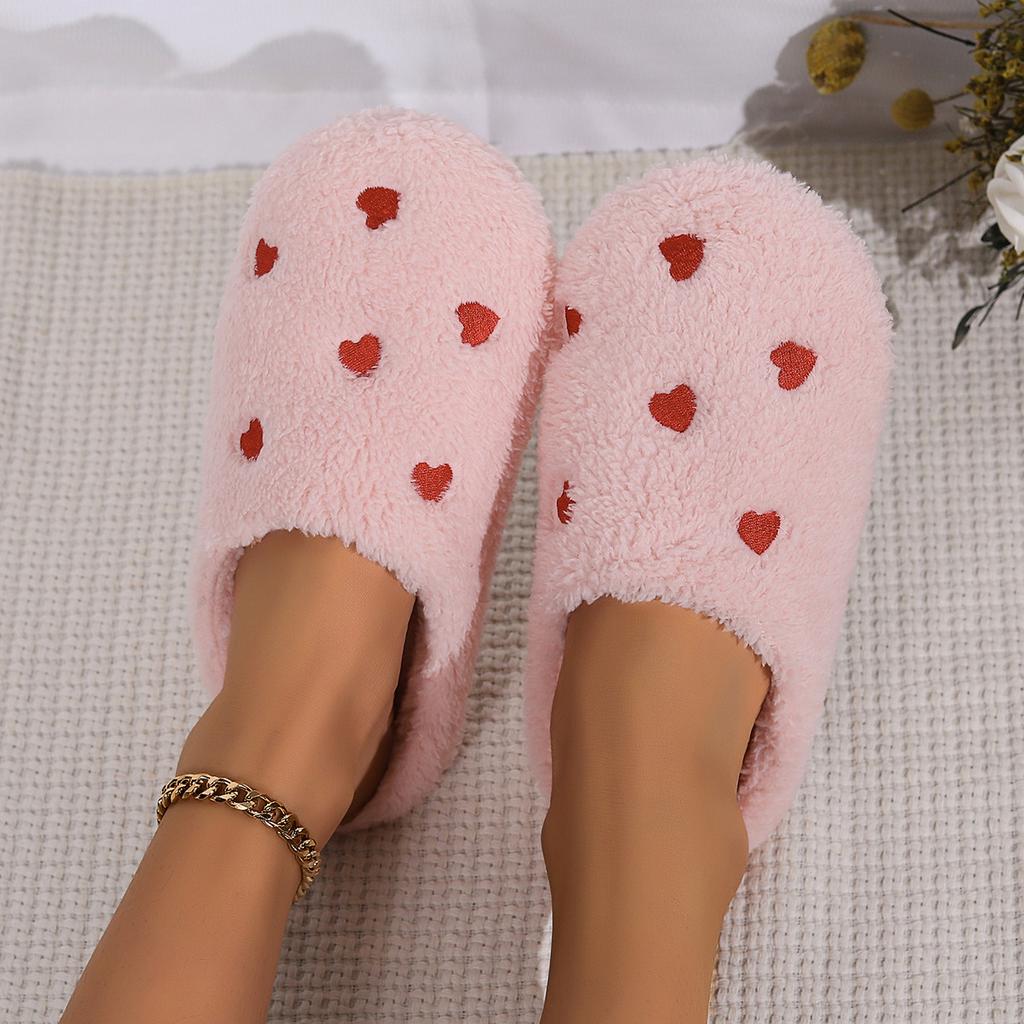 Ladies' Warm and Comfortable Winter Indoor Home Heart Slippers