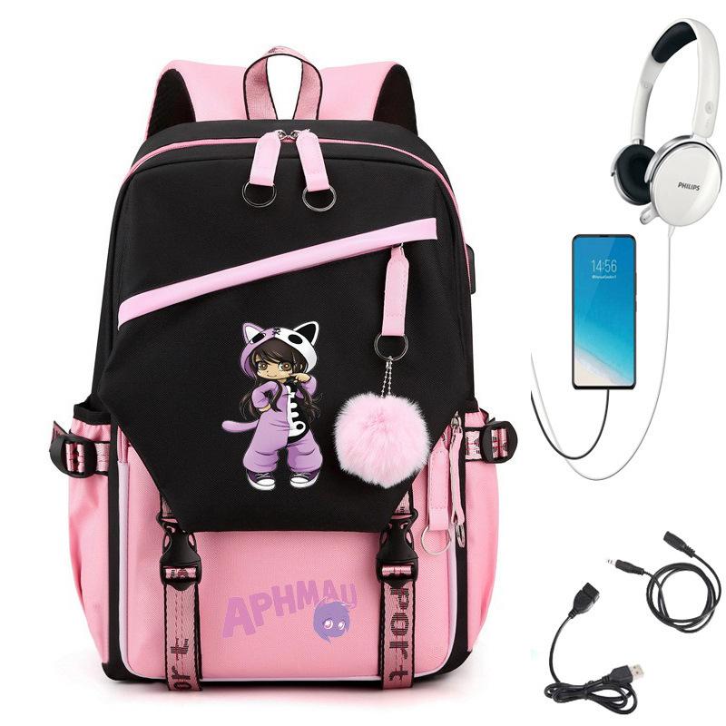 Speed Backpack Aphmau Anime Schoolgirl School Bag Female Notebook Backpack Usb School Bag