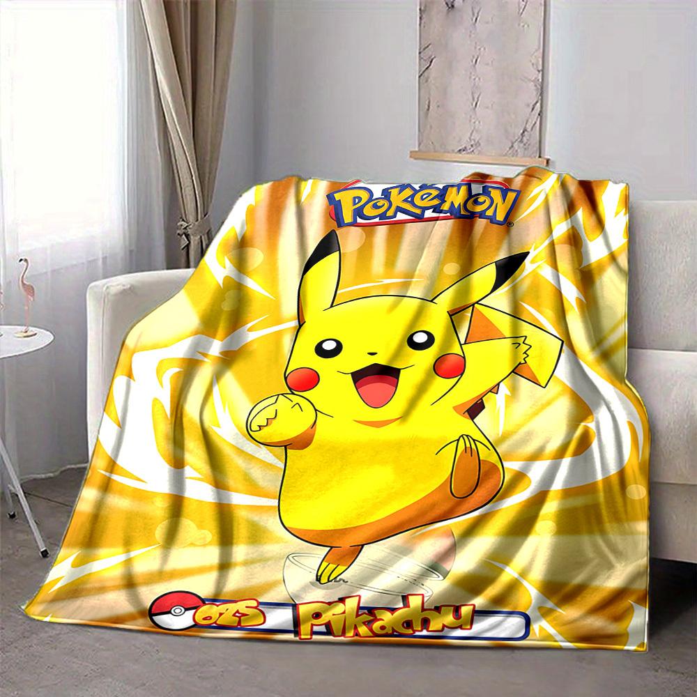 1pc Pikachu Electric Flannel Blanket, Soft Skin Friendly with Digital Printing, Various Sizes Available for Family, Friends, Birthday