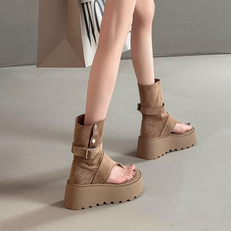 Mode Damessandalen Zomer Mode Bohemien Platform Sandalen Uitgesneden Ort Buis Broek Dames Laarzen Retro Romeinse Laarzen Sandalias Mujer