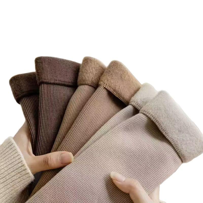 Earth Tone Women's Fleece-Lined Winter Socks - Thick Warm Unisex Floor Socks for Postpartum Home Use