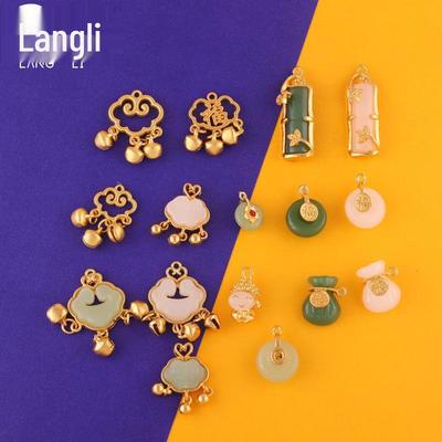 Handmade Alloy Glazed Peace Buckle Cloud Lock Pendant for DIY Bracelets, Earrings, and Ancient Style Clothing Jewelry