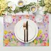 Easter Bunny Placemats Watercolor Floral Table Decor Non-Slip Heat Resistant Dinner Mat Spring Holiday Home Decor Tableware Pad