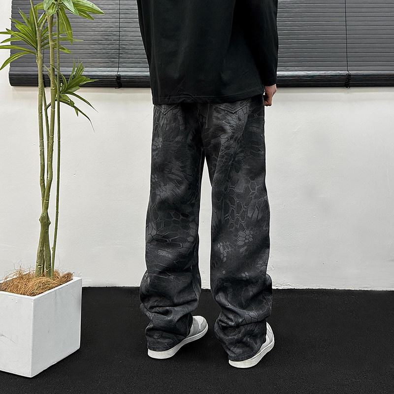 Men's Retro Snake Pattern Camouflage Casual Canvas Pants