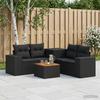 Sofa Set 6 Pieces Black Poly Rattan and Steel