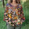 Summer Tops For Women Cute V Neck 3/4 Sleeve Blouses Floral Print Top Casual Shirts