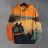 Męska bluza codzienna z długim rękawem z kapturem pulower z nadrukiem zwierzęcym top jesienna moda oversize vintage męska bluza z kapturem streetwear