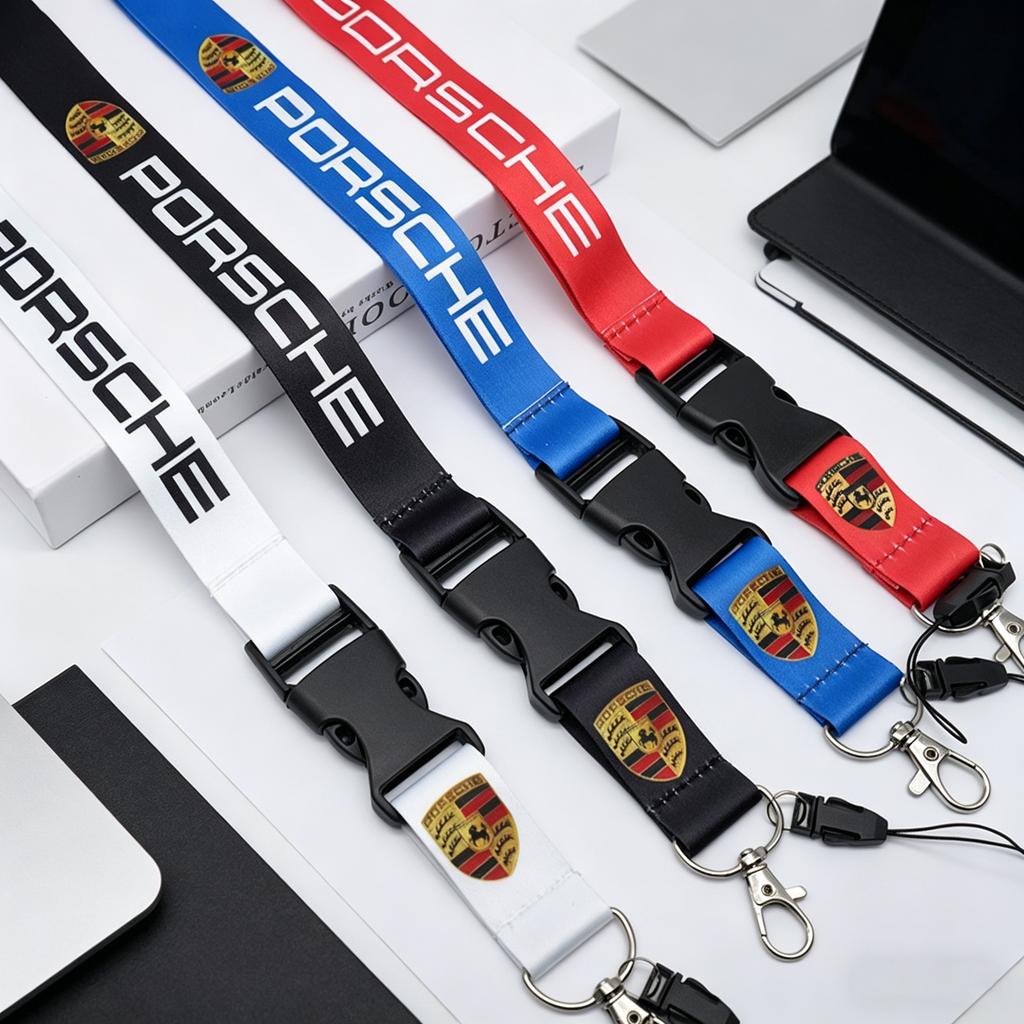 1pcs Lanyard Nylon Printing Emblem Style Keychain for Porsche 718 Cayenne Panamera 911 Macan Taycan Cayman Boxster StickerYC3 