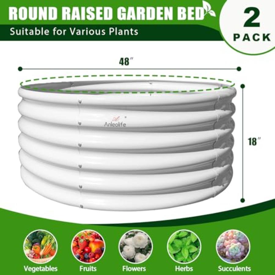 2-Pack 4ft X 18 Tall Galvanized Raised Garden Beds Outdoor Round Metal Planter Box for Planting Vegetables Flowers Herb Anti-Ru