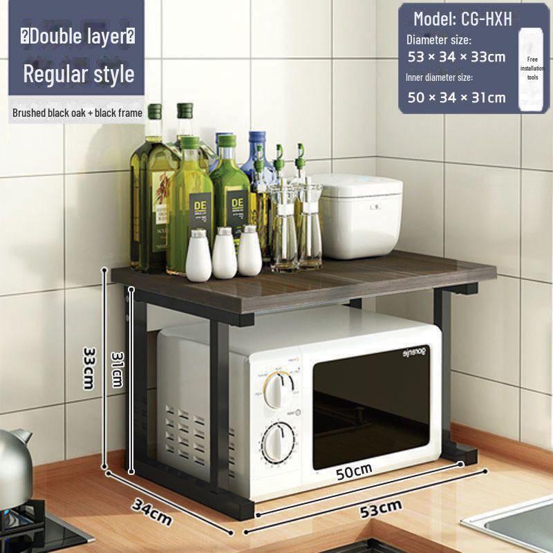 Three-Layer Kitchen Microwave and Spice Storage Rack