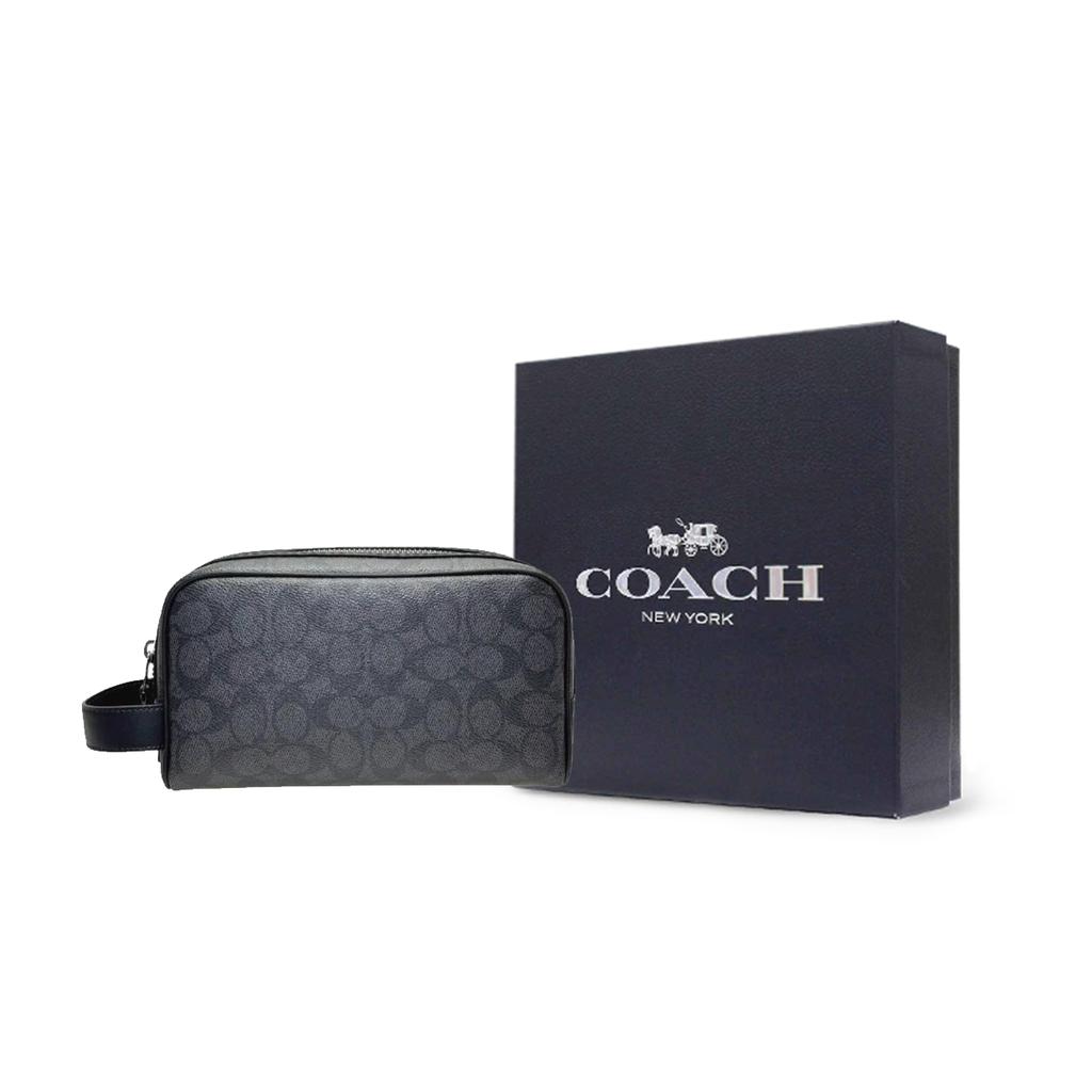 Coach Coated Canvas With Calfskin Travel Storage Bag Trumpets Mens Black