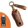 For Porsche Luxury Leather Car Key Cover Macan 718 Cayenne Paramera 911 958 Taycan Car Key Fob Key Outer Ring
