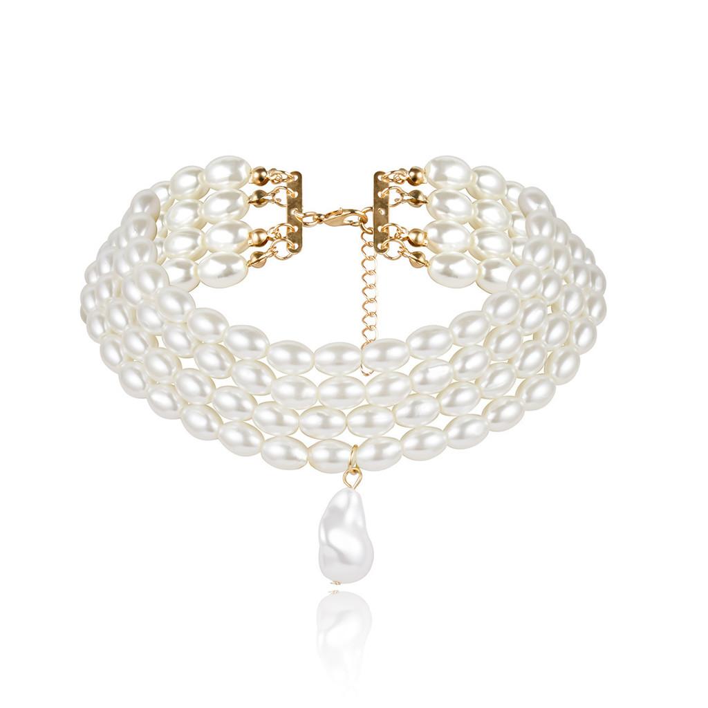 Baroque Pearl Necklace For Women Handmade Multilayer Geometric Design With Elegant Style