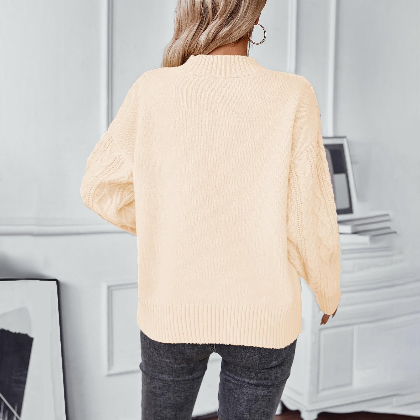 Женский повседневный модный вязаный свитер с длинными рукавами XL кофейный — фото 6