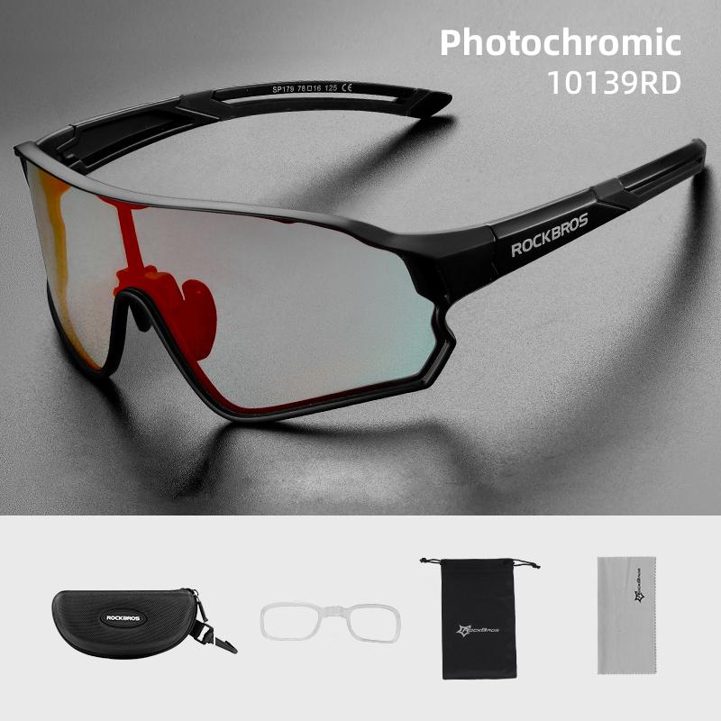 ROCKBROS Fahrradbrille Photochrome MTB Rennradbrille UV400 Schutz Sonnenbrille Ultraleicht Sport Sichere Brillen Ausrüstung