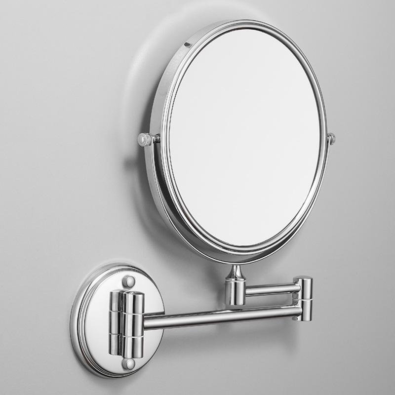 Double-Sided Telescopic Wall-Mounted Magnifying Makeup Mirror, No-Drill Installation