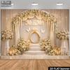 Fundo para Fotografia de Casamento 2D, "Sr. e Sra." com Arco Floral e Anel Dourado Fundo de Celebração