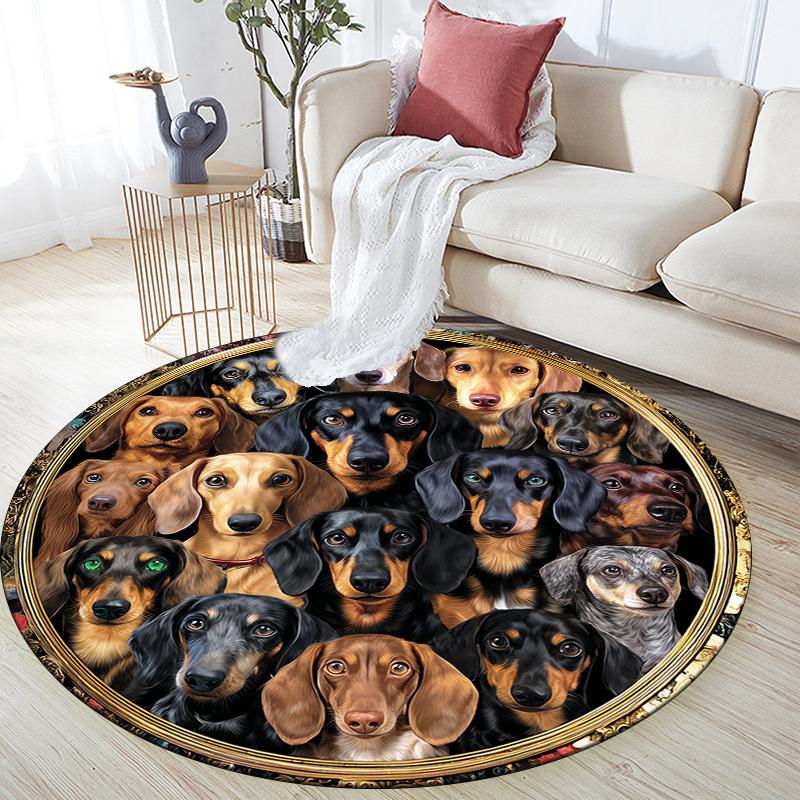 Tappeto rotondo con motivo a tema Bassotto, Tappeto per Soggiorno Camera da letto Divano Sala giochi Decorazione, Tappetino antiscivolo, Regali per le Feste e Regali di Compleanno