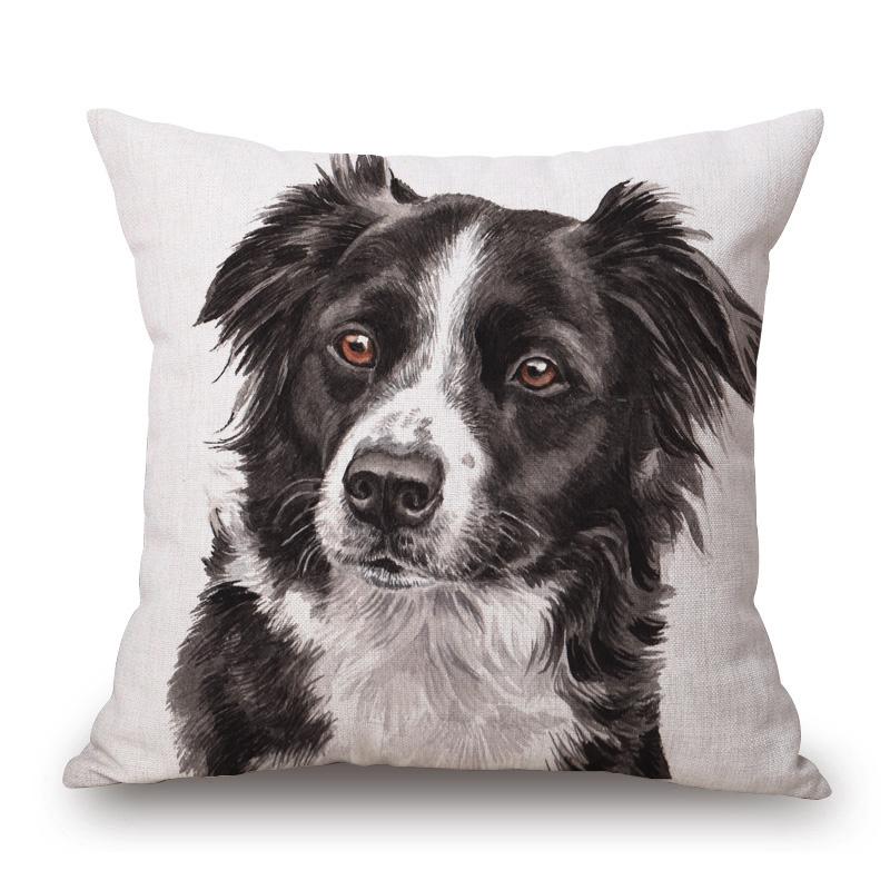 Border Collie Black Labrador Bay Horse Cock Dog Animals Poster Hand Painting Cushion Covers Decorative Pillows For Sofa