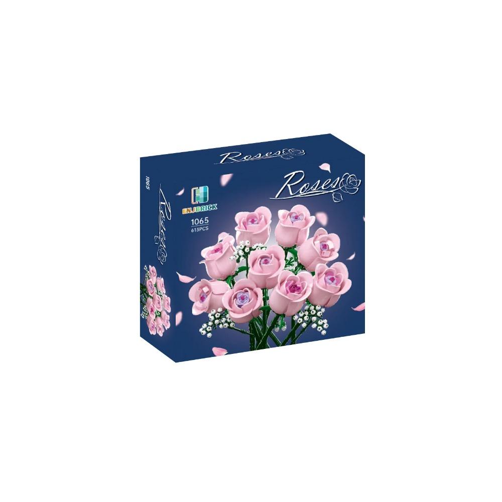 Romantic Rose Flower Building Blocks Set Pink Roses Flowers Toys for Adults, Plant Desk Decoration Bricks Gifts for Girls 613PCS