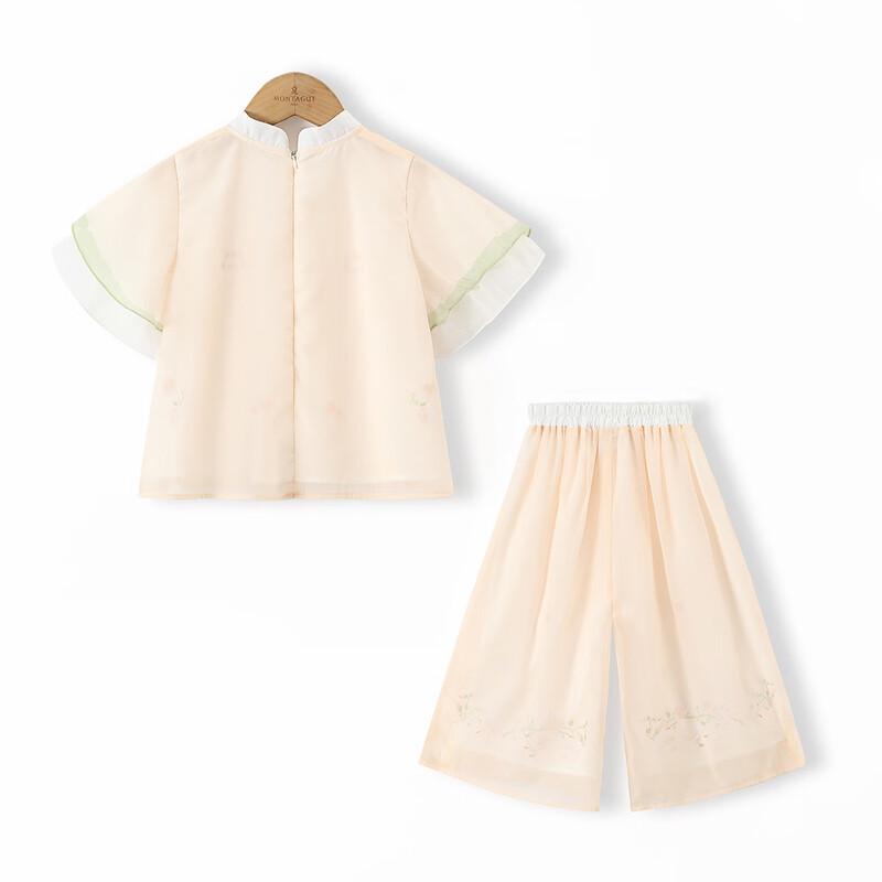 Mengtejiao Girls' Summer Chinese Style Hanfu Two-Piece Set