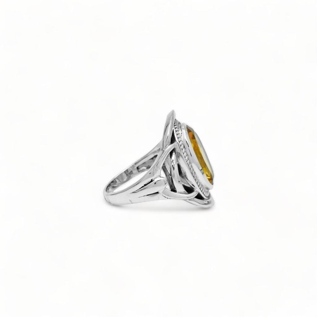Natural Citrine 925 Sterling Silver Ring