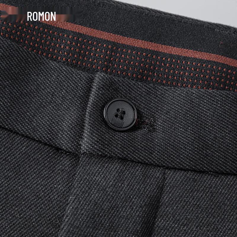 Luomeng Men's Wool Blend Elastic Anti-Wrinkle Business Casual Straight-Leg Pants