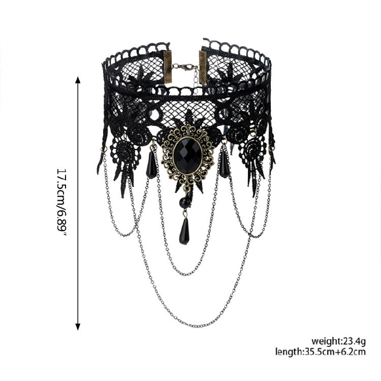 Chain Lace Choker Necklace Vintage Tassel Chain Necklace Punk Crystal Collar