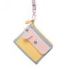 Simple Macaron Color Hanging Neck Wallet Lanyard PU Leather Zipper Coin Purse Card Bag Keychains Card Holder Women
