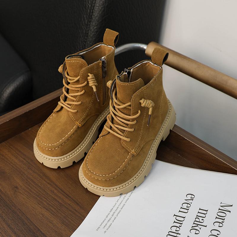 Spring Autumn Kids Shoes Boots for Girl Solid Color Toddlers Causal Shoes Yellow Versatile Children Causal Platform Ankle Boots