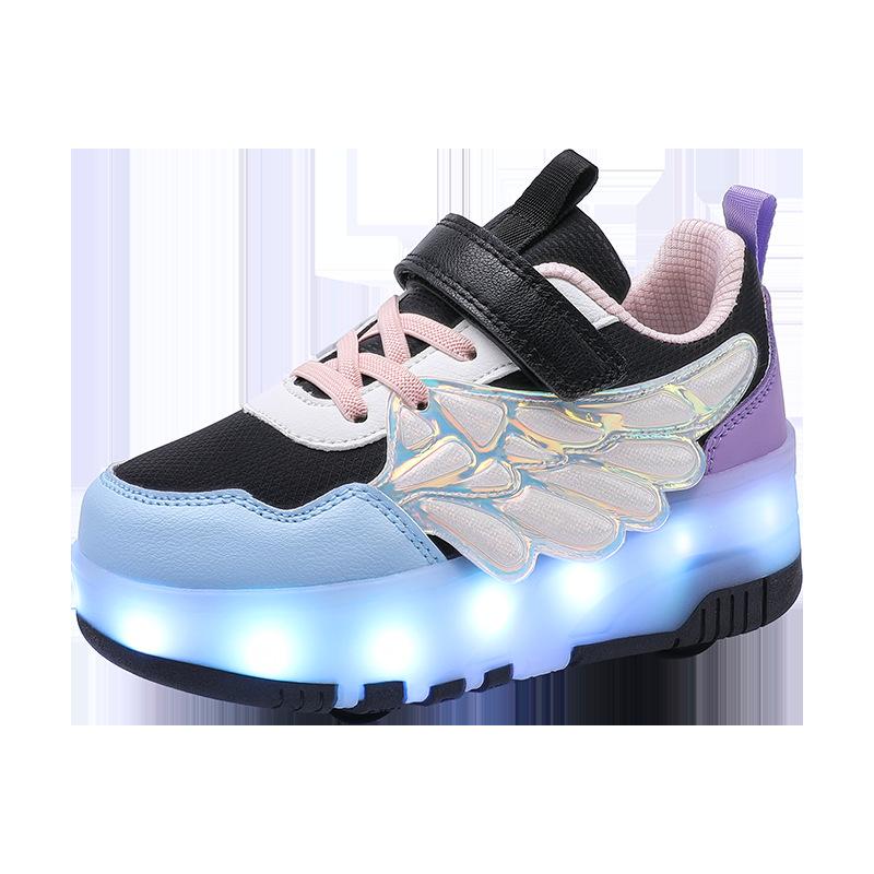 

2025 для двухколесных роликовых кроссовок, детские светящиеся роликовые кроссовки, мальчиковые и девичьи роликовые коньки со светящимися колесами 39