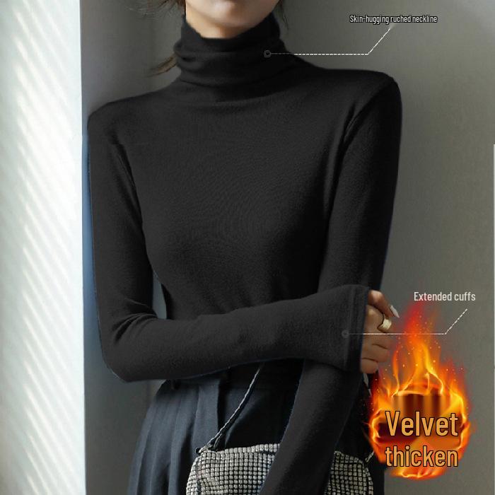 Women's Slim Fit Fleece Turtleneck - Autumn/Winter Long Sleeve Base Layer