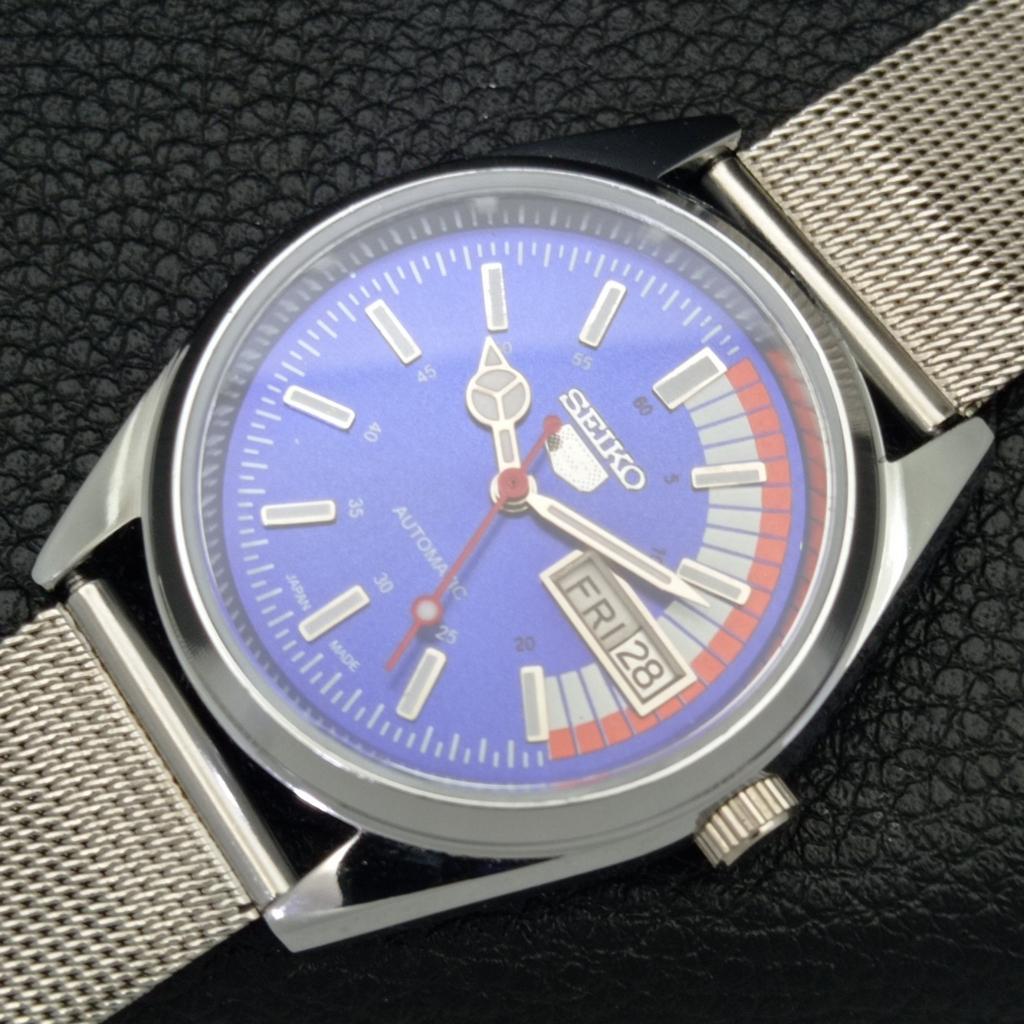 REFURBISHED VINTAGE SEIKO 5 AUTOMATIC 6309A JAPAN MENS BLUE DIAL WATCH a440844-4